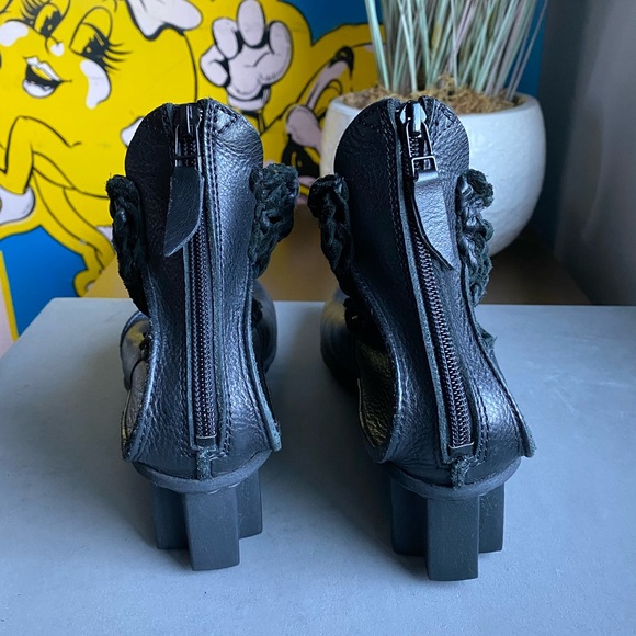 RARE Trippen Crochet Leather Witch Boots goth hippie boho cottagecore 38 7.5 39 - Picture 6 of 8